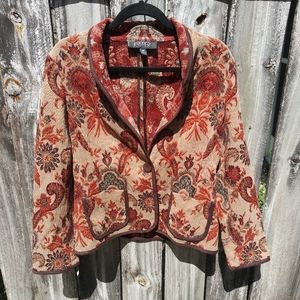 🤎 Kasper Petite Vintage Brown Floral Blazer Size 14P Grandmacore